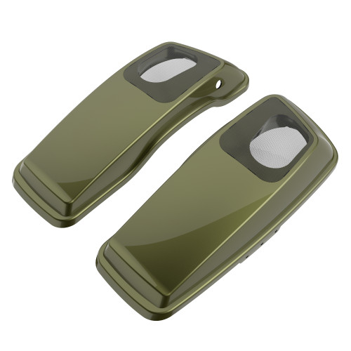 Advanblack Waterproof Mineral Green Metallic Hard Saddlebag Speaker Lids Cover for 2014+ Harley Davidson Touring