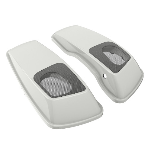 Advanblack Waterproof Stone Washed White Pearl Hard Saddlebag Speaker Lids Cover for Harley Davidson Touring 2014+