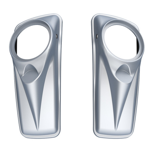 Advanblack Barracuda Silver Denim 8'' Saddlebag Speaker Lids Cover for Harley Davidson Touring 2014+