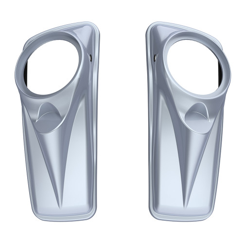 Advanblack Brilliant Silver 8'' Saddlebag Speaker Lids Cover for Harley Davidson Touring 2014+
