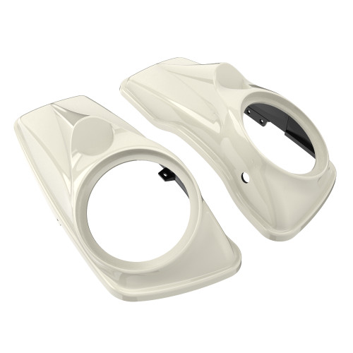 Advanblack Birch White 8'' Saddlebag Speaker Lids Cover for Harley Davidson Touring 2014+