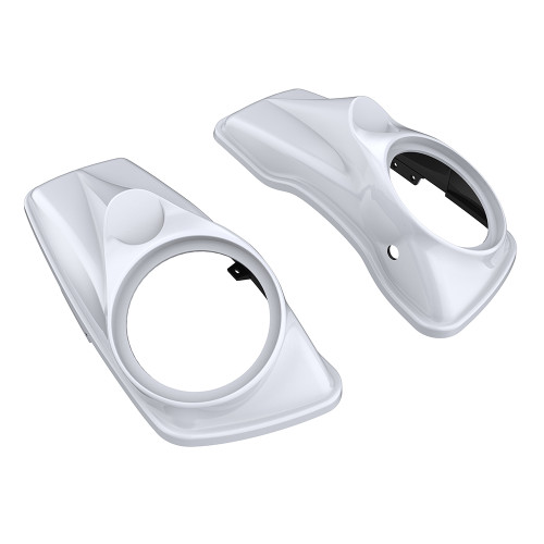 Advanblack Great White Pearl 8'' Saddlebag Speaker Lids Cover for Harley Davidson Touring 2014+