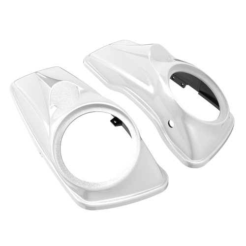 Advanblack White Hot Pearl  8'' Saddlebag Speaker Lids Cover for Harley Davidson Touring 2014-2020