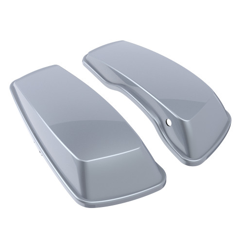 Advanblack Brilliant Silver Standard Normal Stretched Saddlebag Lids for Harley Davidson Touring 2014+