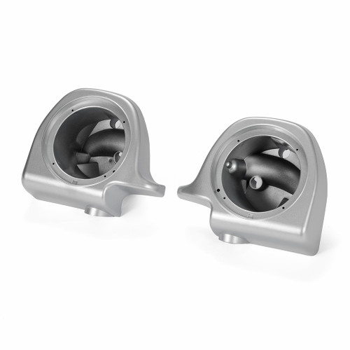 Advanblack Brilliant Silver 6.5" Speaker Pods for 83'- 13' Lower Fairing Vented Harley Davidson Touring