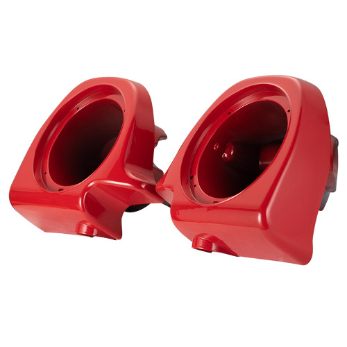 Advanblack Color-Matched Scarlet Red 6.5" Speaker Pods for 83'- 13' Lower Fairing Vented Harley Davidson Touring