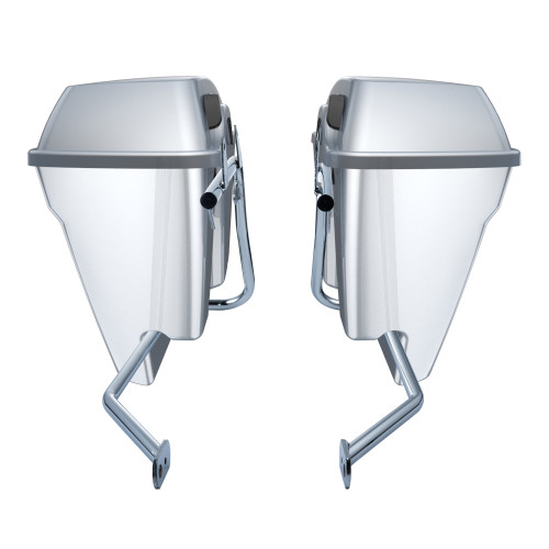 Barracuda Silver Stretched Saddlebag Conversion Kit w/ Latch Hardware for '84-'17 Softail