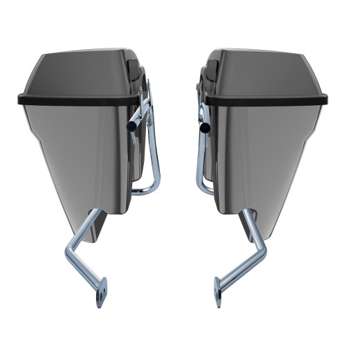Black Quartz Stretched Saddlebag Conversion Kit w/ Latch Hardware for '84-'17 Softail