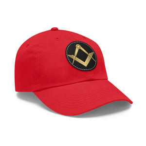 Masonic Red Cap with Leather Patch (Round)