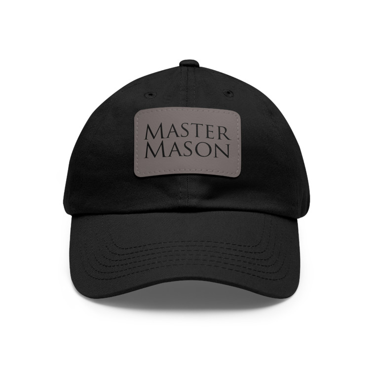 Master Mason Black Cap with Leather Patch (Rectangle)