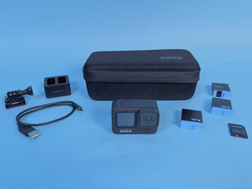 GOPRO HERO 9 ACTION CAMERA: mount, 128gb microsd card, batteries, charger (Used)