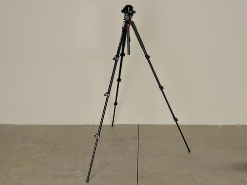 MANFROTTO 190 TRIPOD & 128LP HEAD: adjustable, metal, black (Used)