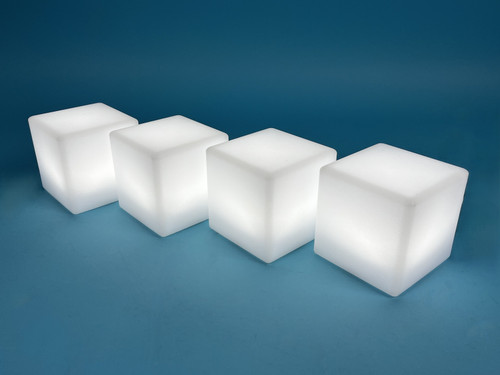 Lot of 4 FRIENDA LED CUBES: 4 inch, waterproof, home patio party decor (New)