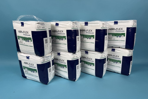 LOT OF 8 ABENA ABRI FLEX PREMIUM L3 PULL-ON UNDERWARE: unisex, large, 40-56", 14 ea/bag (New)
