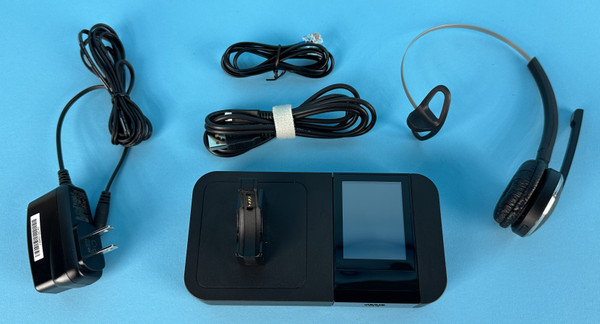 JABRA 9460-69-107-105 WIRELESS PRO HEADSET: charger base, usb cord, phone line (Used)