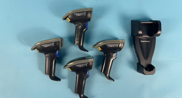 LOT OF 4 INTERMEC SR61BE0400 SCANNERS: 1D/2D, extended range, charger (Used)