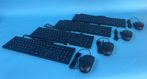 LOT OF 4 HP HSA-C001K/ TPA-P001M KEYBOARD AND MOUSE:  usb, black (New)