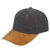 Chambray-Suede 6 Panel Cap - Charcoal/Tan, Mr Cap