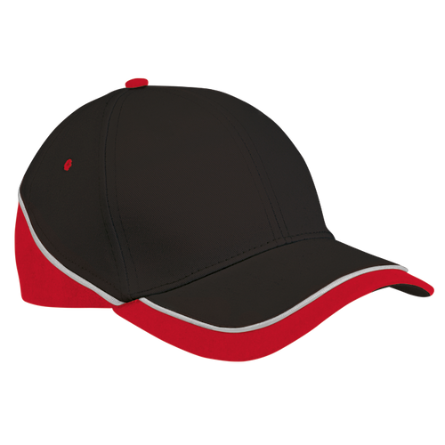 6 Panel Trio Cap - Black/Red/White, Mr Cap 6 Panel Trio Cap - Black/Red/White, Mr Cap