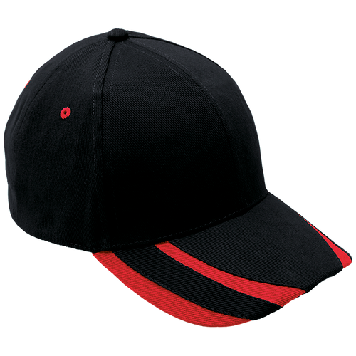 6 Panel Supporter Cap - Black/Red, Mr Cap