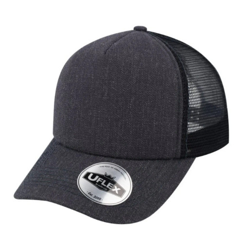 UFlex 5 Panel Curved Peak Trucker Cap - Charcoal Melange