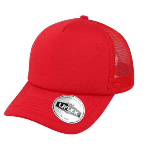 UFlex 5 Panel Curved Peak Trucker Cap - Red