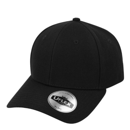 UFlex 6 Panel Curved Peak Snapback Cap - Black