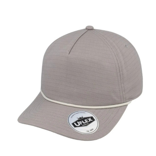 UFlex 5 Panel Snapback Cap with Rope Detail - Grey/Silver, Mr Cap