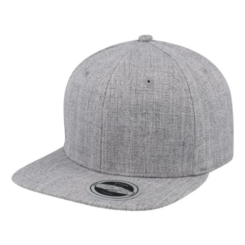 UFlex 6 Panel Flat Peak Fitted Cap - Grey Melange