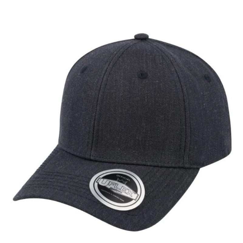 UFlex 6 Panel Curved Peak Snapback Cap - Charcoal Melange