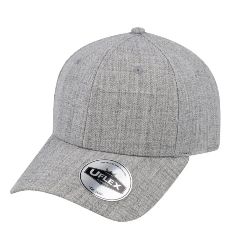 UFlex 6 Panel Curved Peak Snapback Cap - Grey Melange
