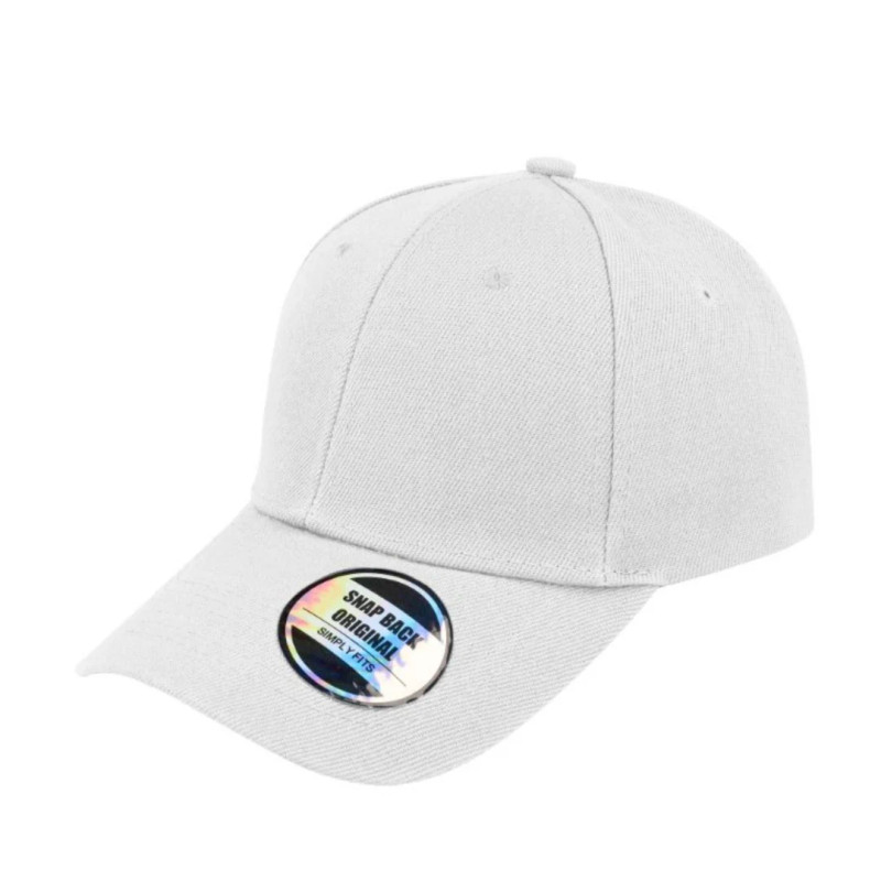 American Curved Peak Snapback Cap - White, Mr Cap