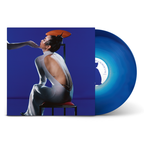 Opaque white and cobalt blue colour mix vinyl