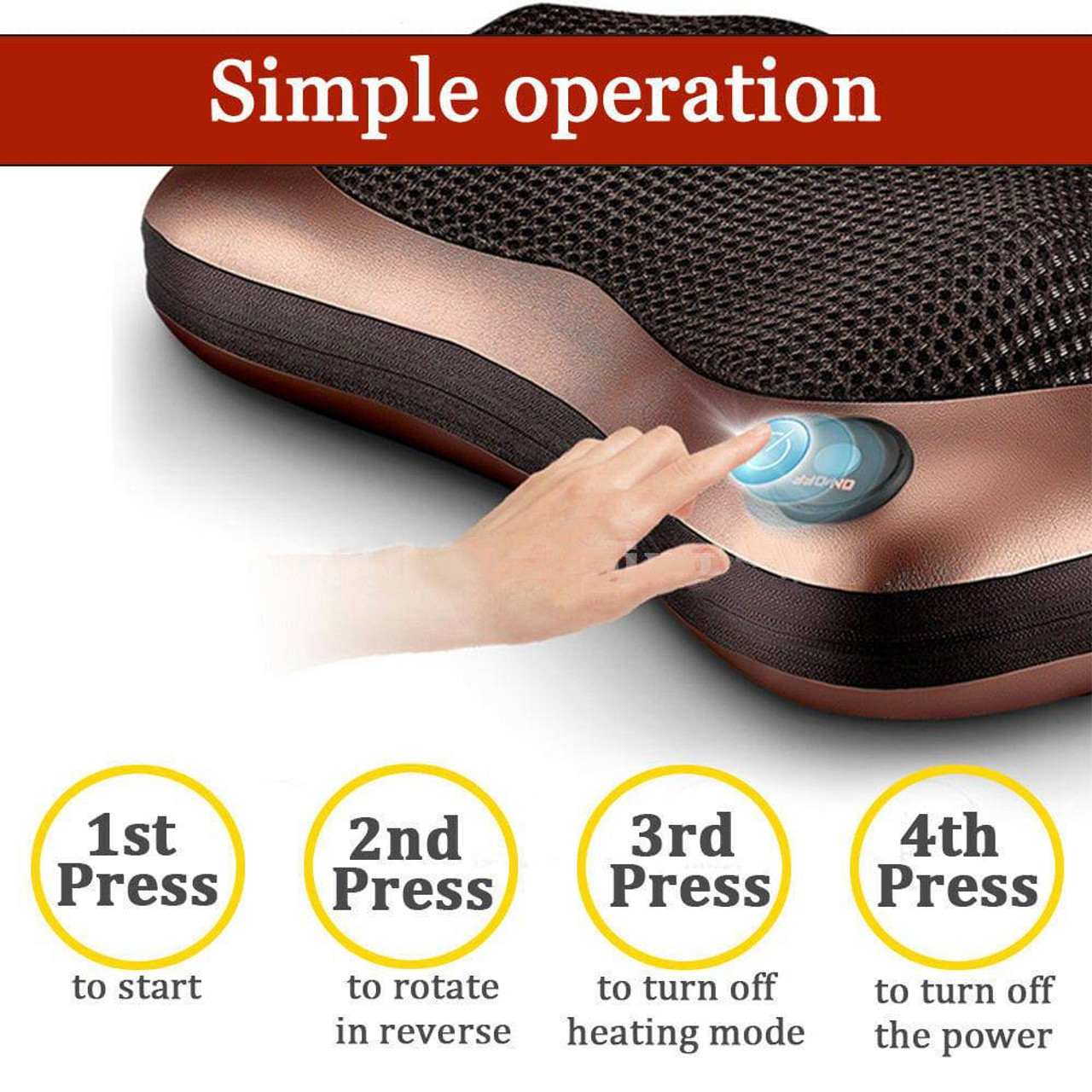 Home Car Shiatsu Massage Pillow Massager Cushion Neck Back Shoulder Body Relief - Battery Mate