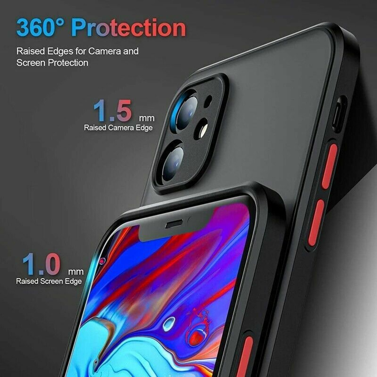 Black Matte Surface Ultra Protective iPhone 14 Pro Case - Battery Mate