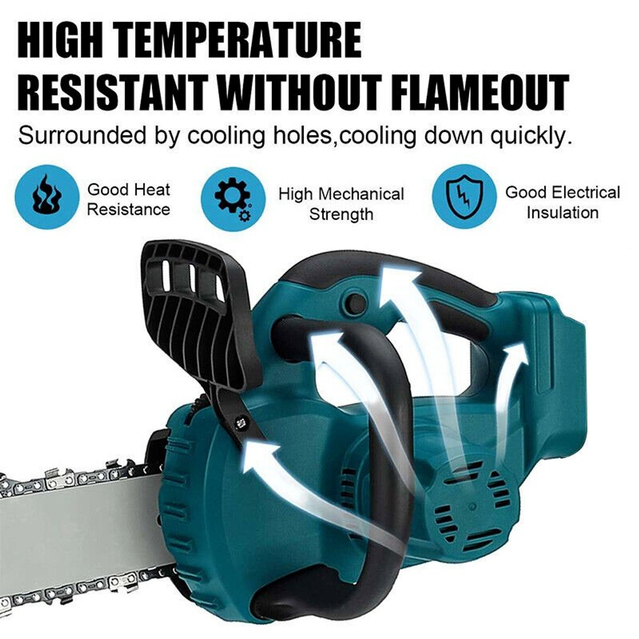 12'' Electric Chainsaw Cordless Brushless Wood Cutting For Makita 18V + Battery - Battery Mate