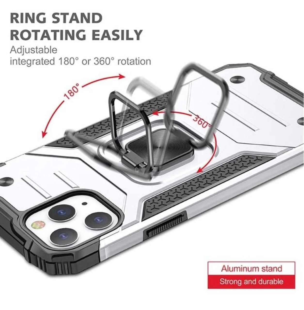 Green Shockproof Ring Case Stand Cover for iPhone 14Pro - Battery Mate