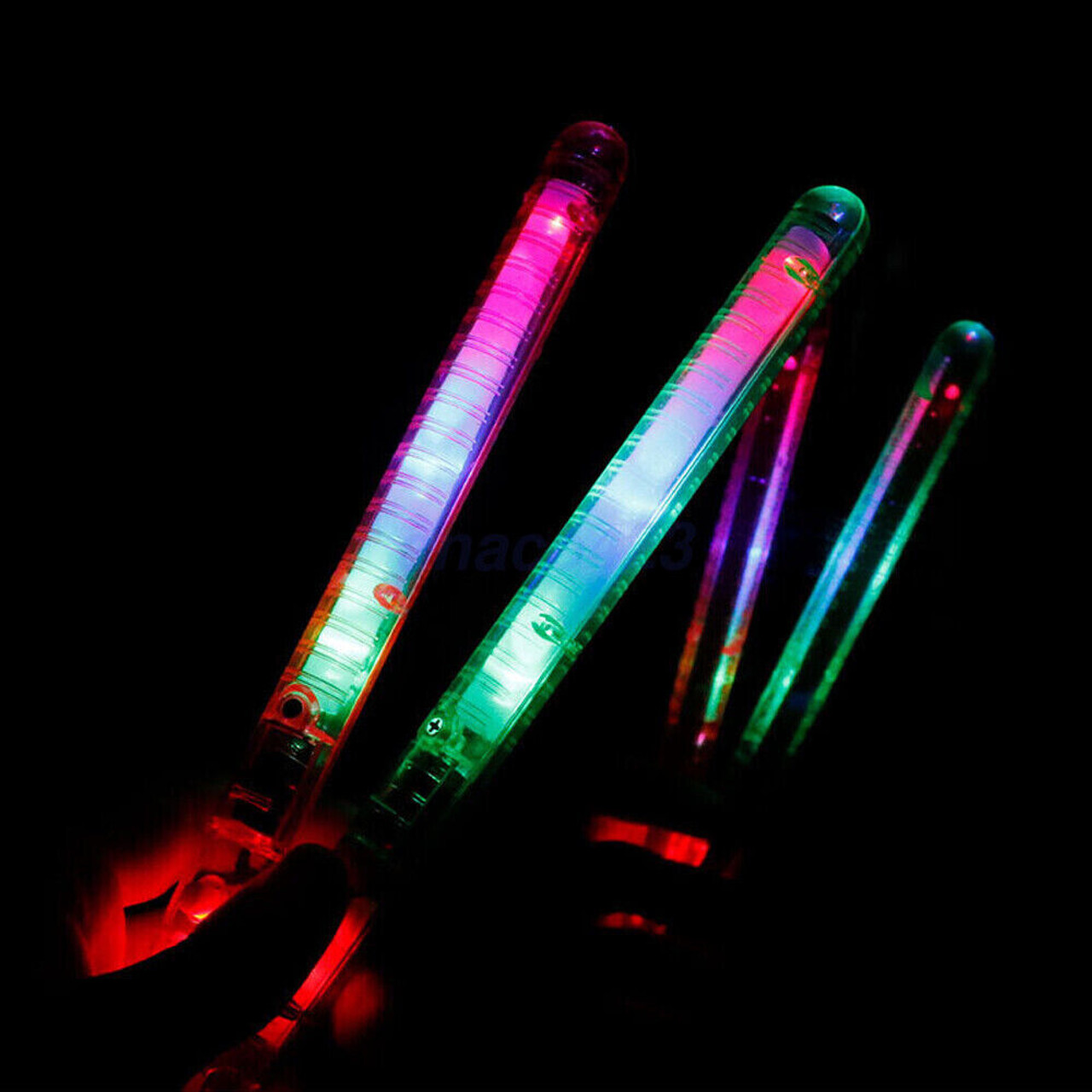 24 Pcs Glowsticks Party in Dark Wand LED Light Glow Colour Changing Stick Flashing - Battery Mate