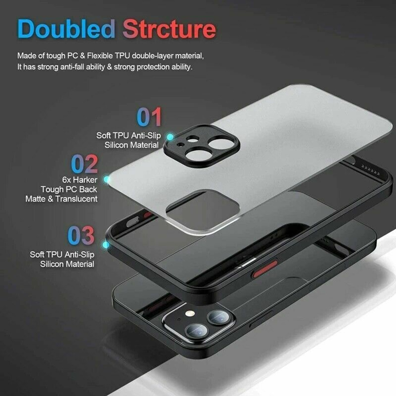 Black Matte Surface Ultra Protective iPhone 11 Pro Max Case - Battery Mate