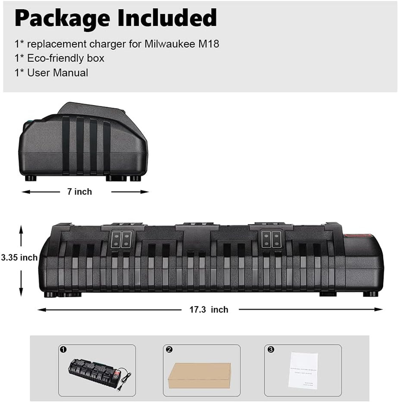 Rapid 4 Port Charger for Milwaukee 18V Battery M18 Charger【Fireproof material】 - Battery Mate