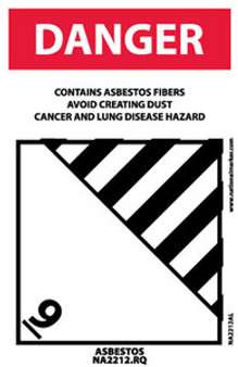 White 4" X 6" Danger Asbestos Class 9 Paper Labels