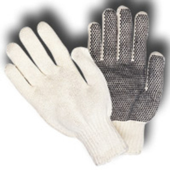 Mens String Knit Gloves with PVC Dots on One Side with Knit Wrist