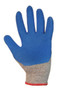 String Knit Work Gloves with Blue Double Dipped Latex Coated Palm and Fingertips - Large