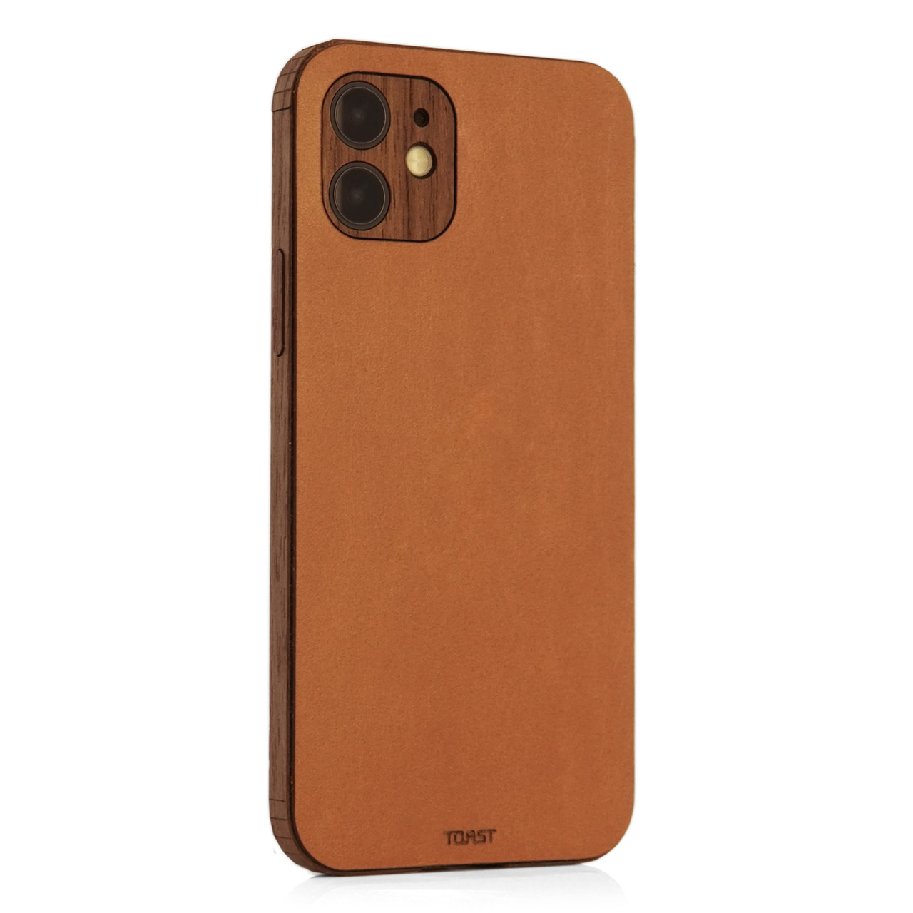 Leather and Wood Combo Cover for iPhone 12, mini, 12 Pro, 12 Pro Max, Toast