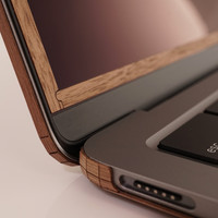 Macbook with side wraps in Walnut