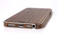 Toast wood cover for  iPhone SE 1st gen wood in walnut, bottom view.