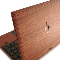 Toast HP Spectre wood cover in lyptus with trackpad surround, detail.