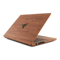 Toast wood cover for Razer Blade 14" 2023 laptop in walnut.