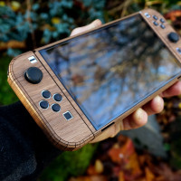 Toast real wood Nintendo Switch OLED cover in walnut