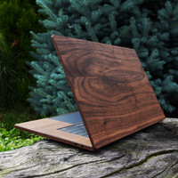 Detail shot of Toast's Dell XPS  in walnut wood, optional keyboard surround.